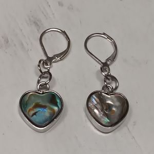 Abalone heart and butterfly earrings and brooch lot vintage